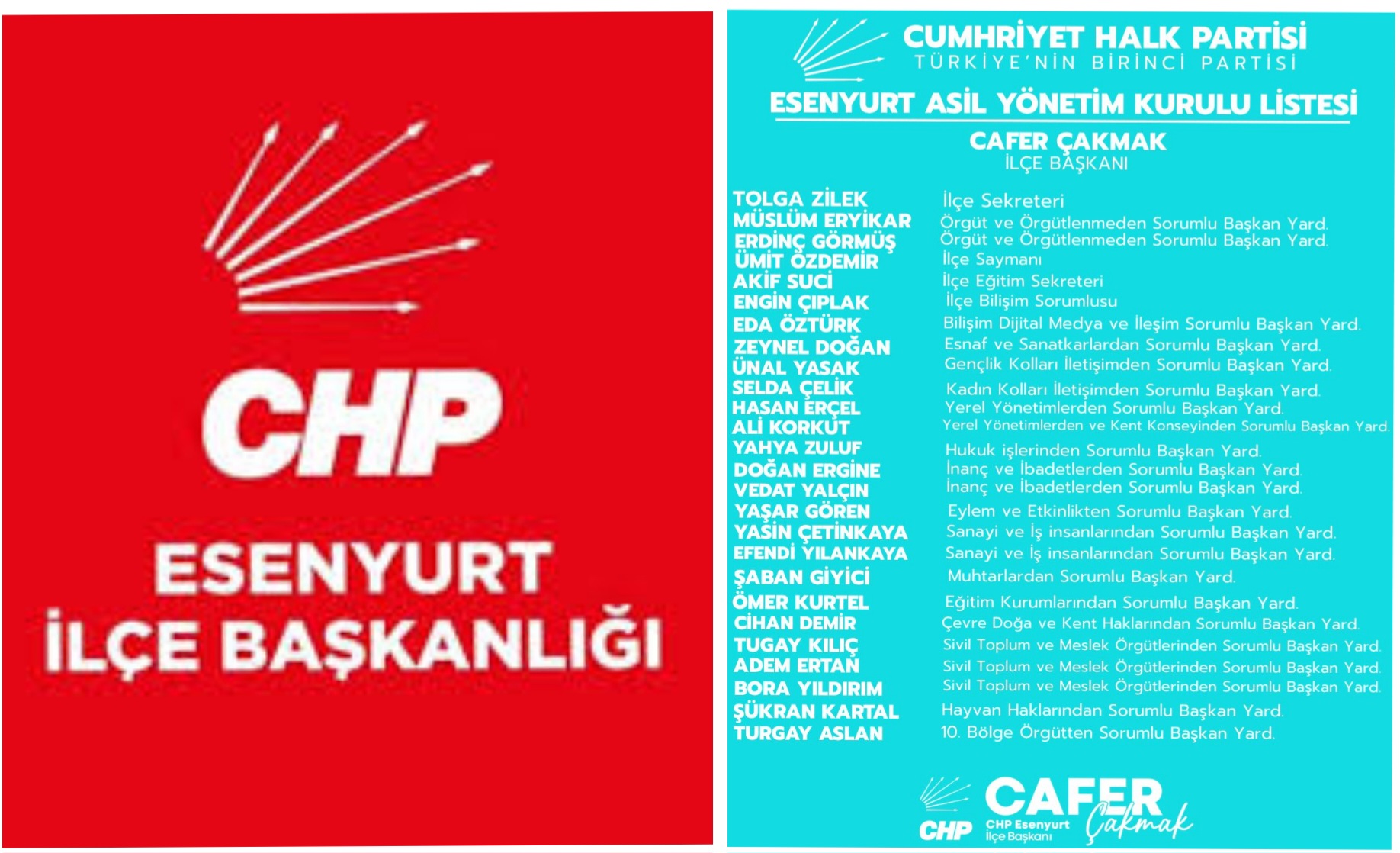 CAFER ÇAKMAK GÖREVLENDİRMELERİ YAPTI!