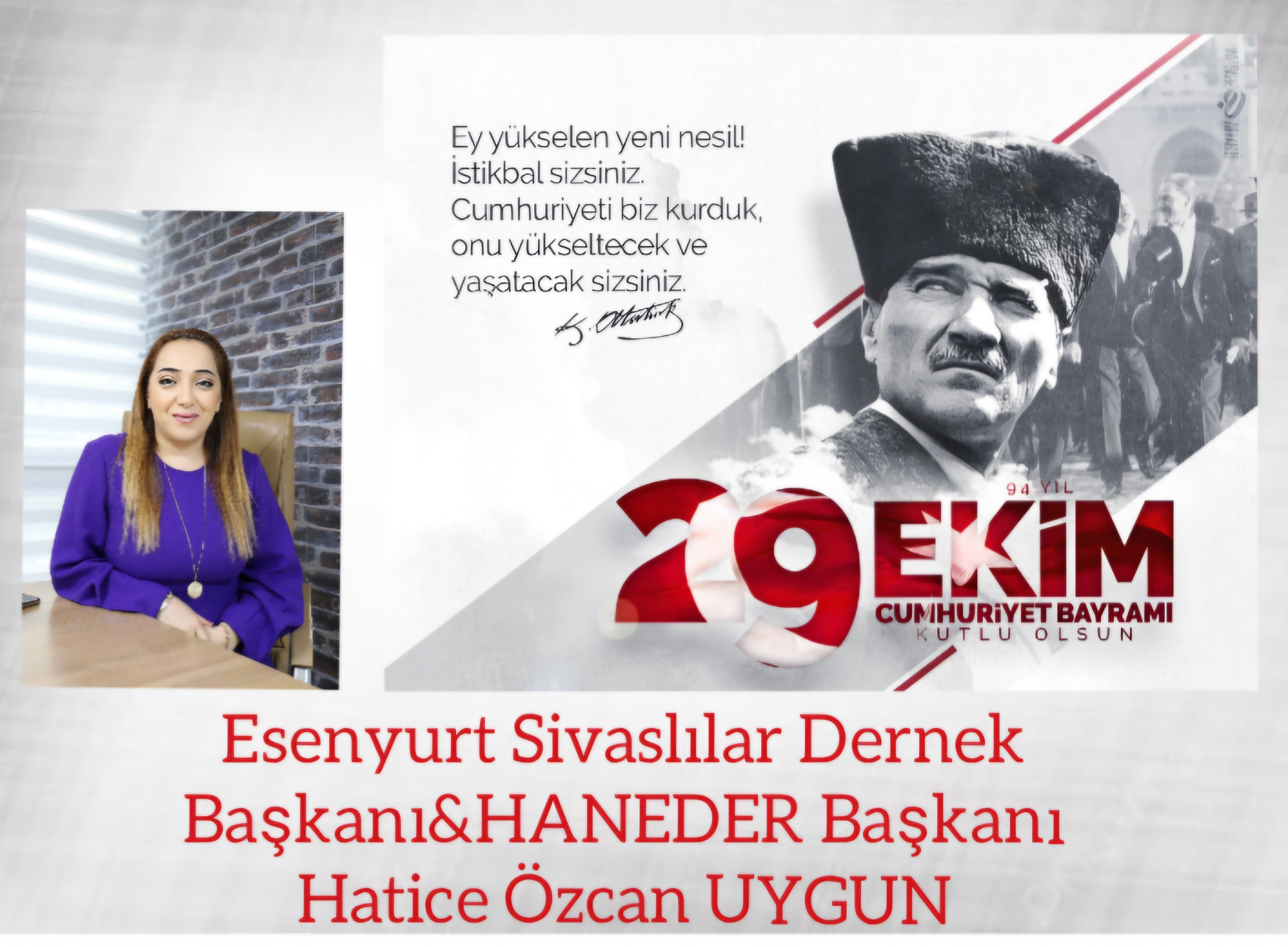 Hatice Özcan UYGUN- 29 Ekim Cumhuriyet Bayramı Kutlama Mesajı